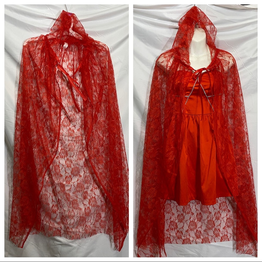 Hooded Red lace cape New